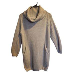 Regenbogen Beige Cowl Neck Sweater Dress With Pockets- Small/ Medium-Boutique